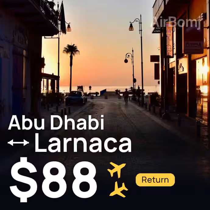 Abu Dhabi → Larnaca for $88