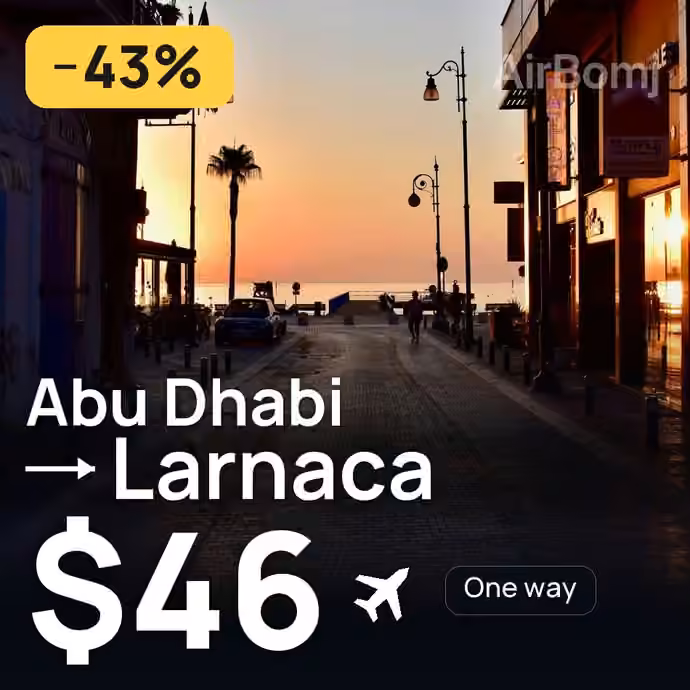 Abu Dhabi → Larnaca for $46