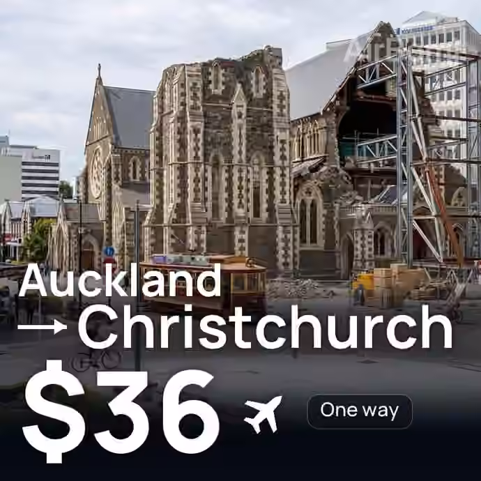 Auckland → Christchurch for $36