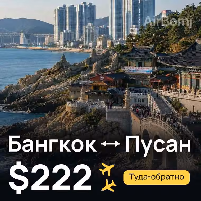 Бангкок → Пусан — лучшая цена $204