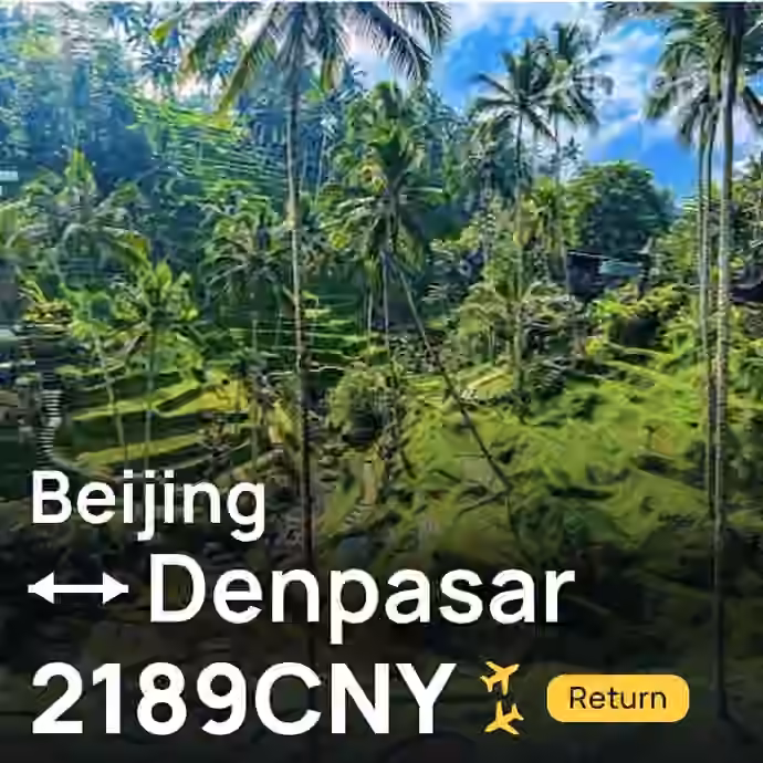Beijing → Denpasar (Bali) for 2189 CNY
