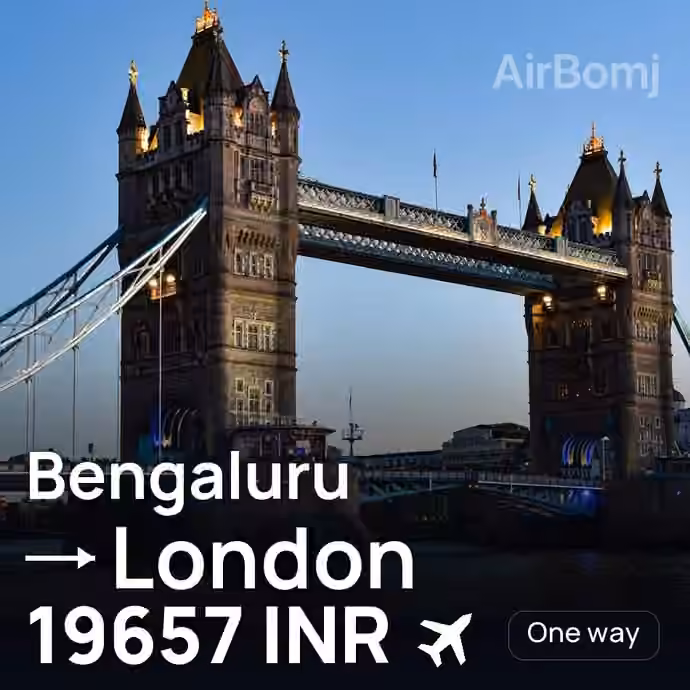 Bengaluru → London for 19657 INR