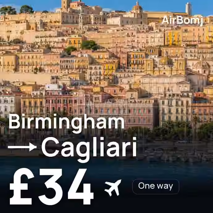 Birmingham → Cagliari for £34