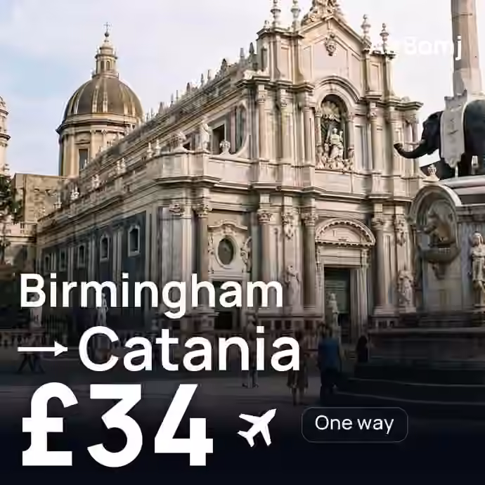 Birmingham → Catania for £34
