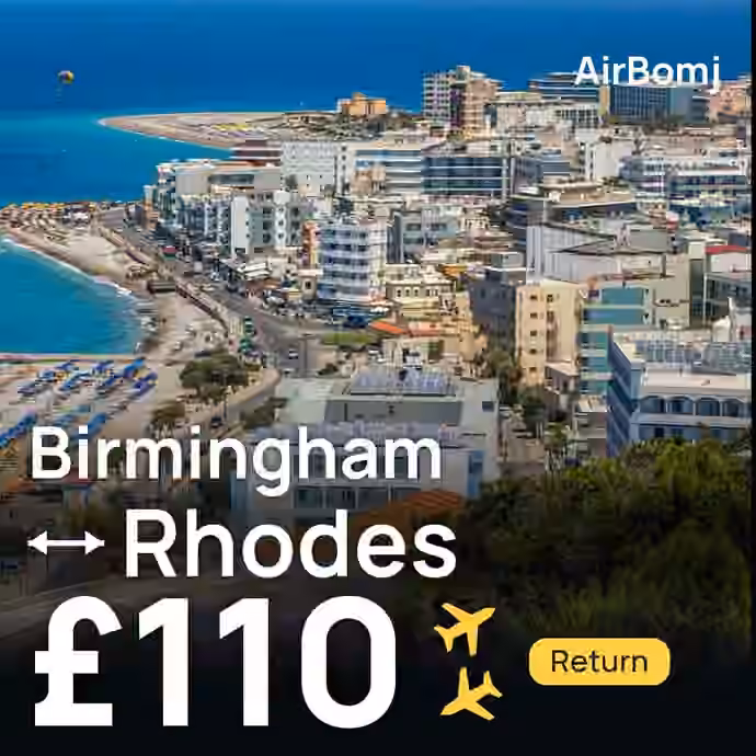 Birmingham → Rhodes for £110