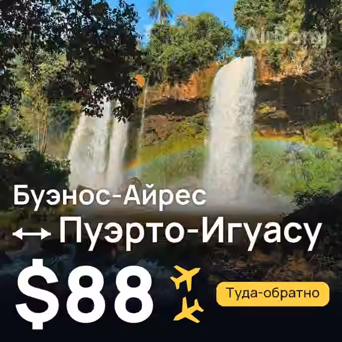 Буэнос-Айрес → Пуэрто-Игуасу за $88