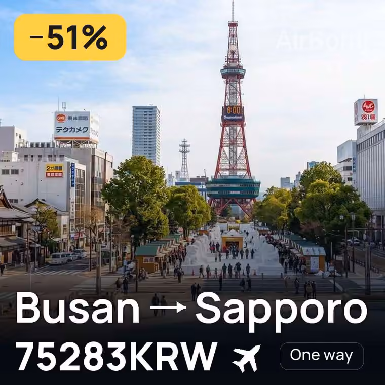 Busan → Sapporo for 75283 KRW