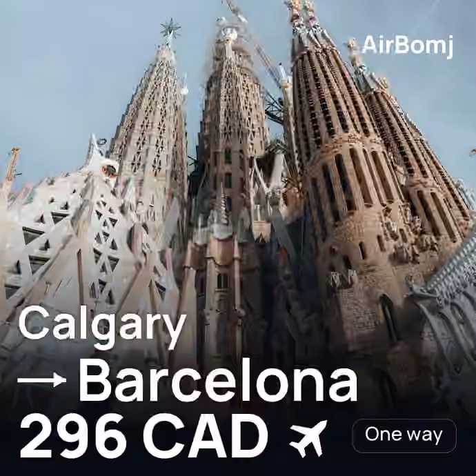 Calgary → Barcelona for 296 CAD
