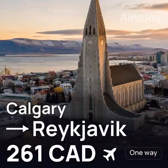 Calgary → Reykjavik for 261 CAD