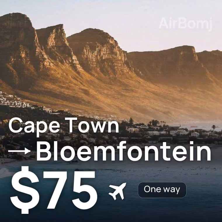 Cape Town → Bloemfontein for $75