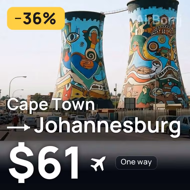 Cape Town → Johannesburg for $61