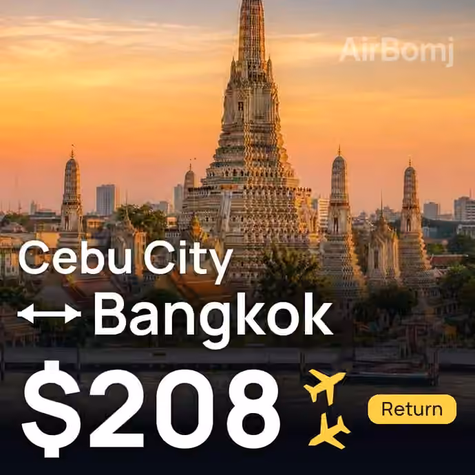 Cebu City → Bangkok for $208