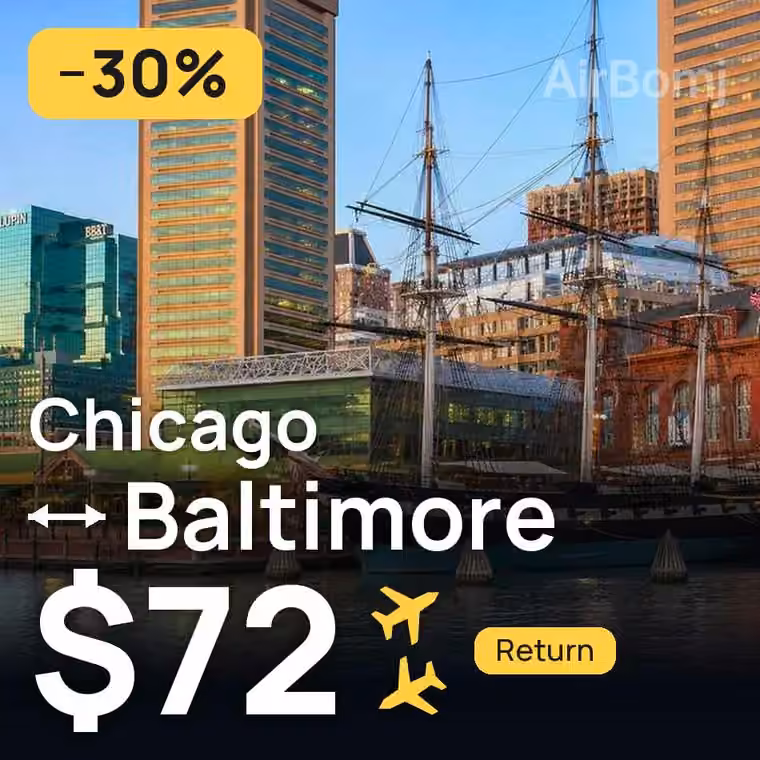 Chicago → Baltimore for $72