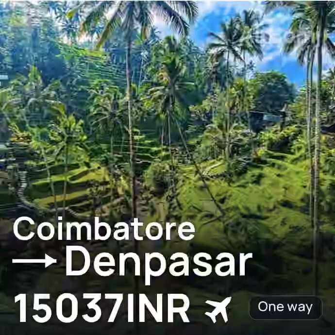 Coimbatore → Denpasar (Bali) for 15037 INR