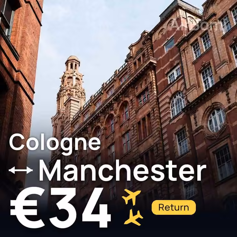 Cologne → Manchester for €34