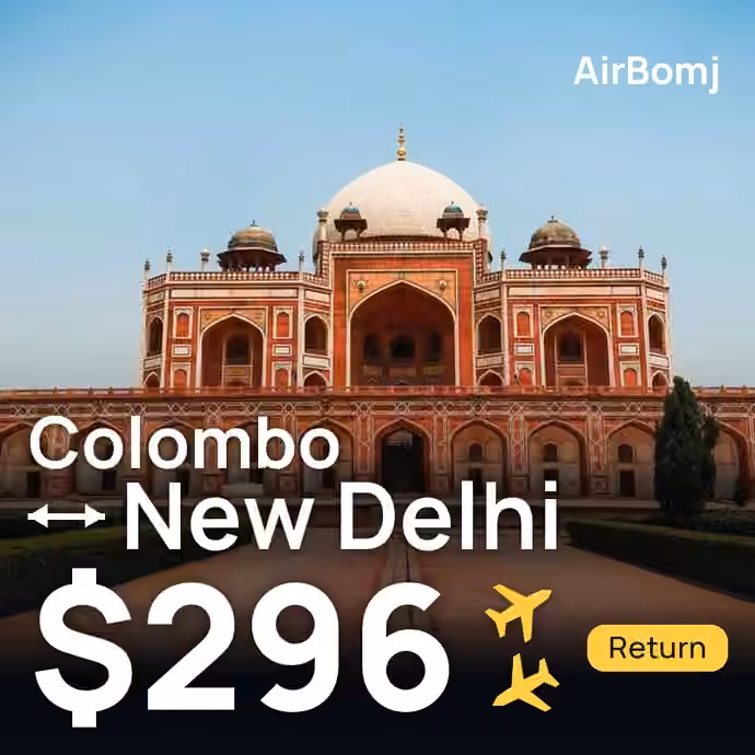 Colombo → New Delhi for $296
