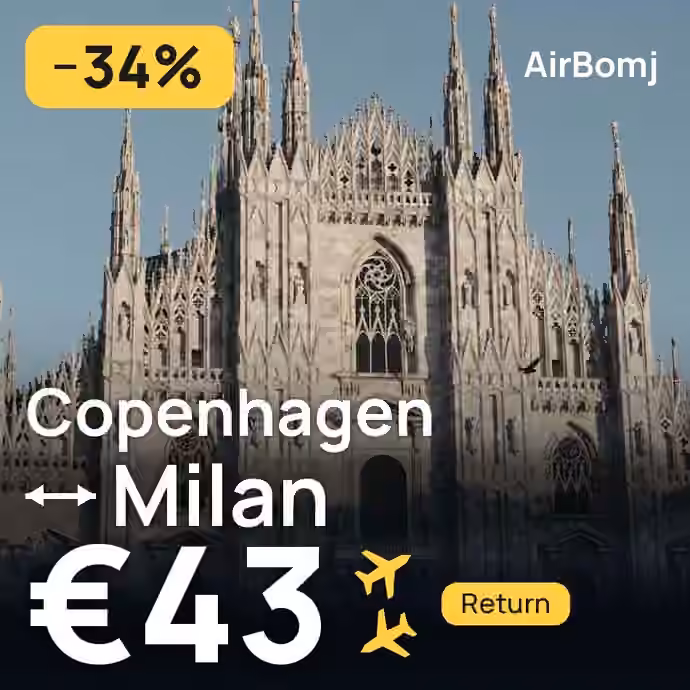 Copenhagen → Milan for €43