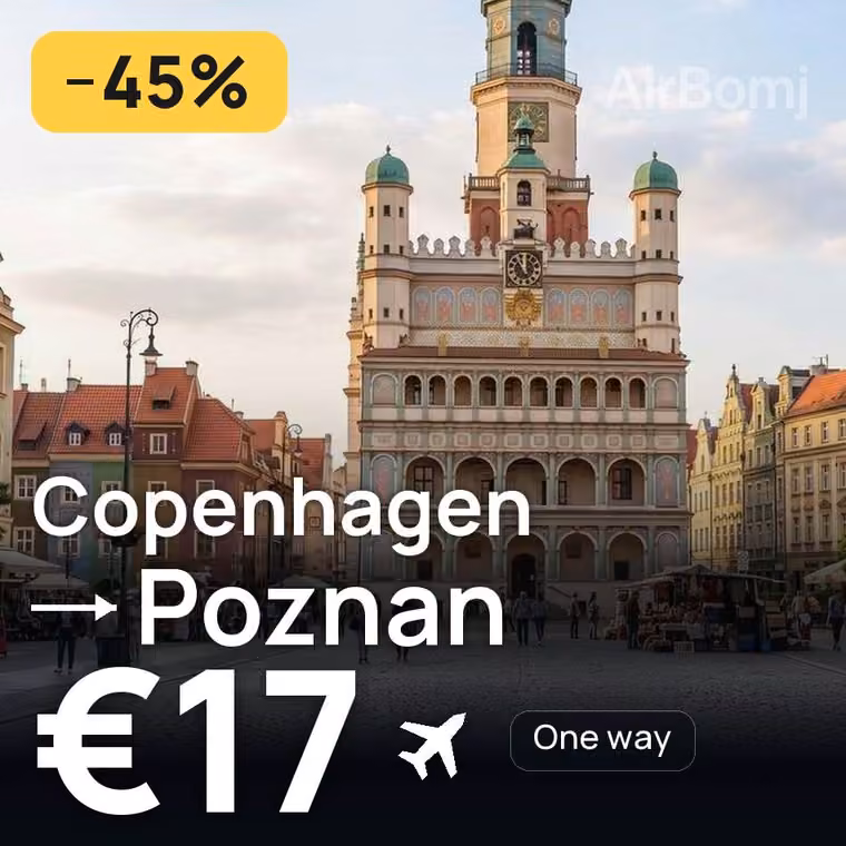 Copenhagen → Poznan for €17