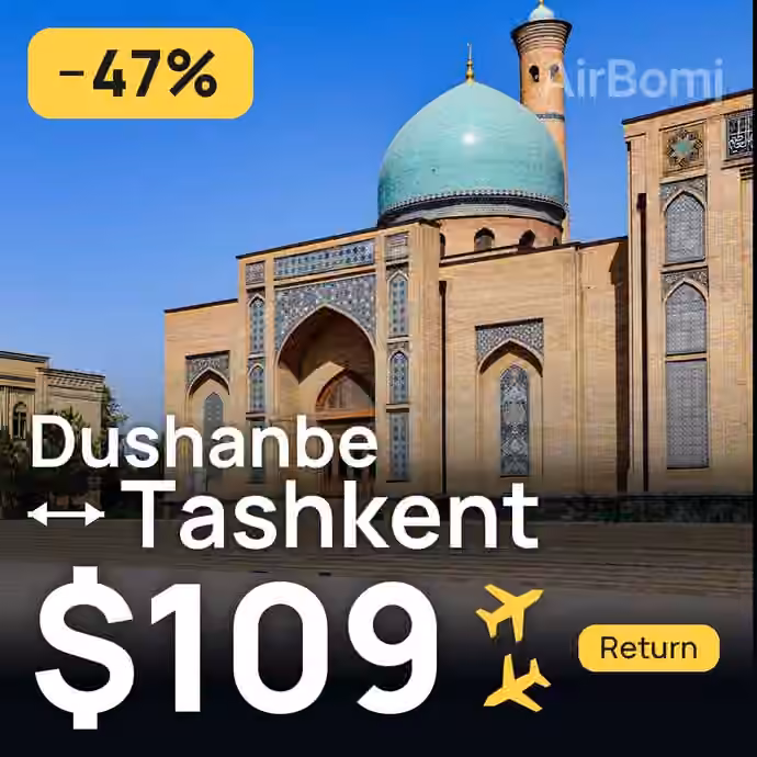 Dushanbe → Tashkent for $109