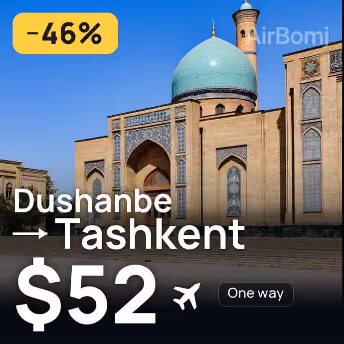 Dushanbe → Tashkent for $52