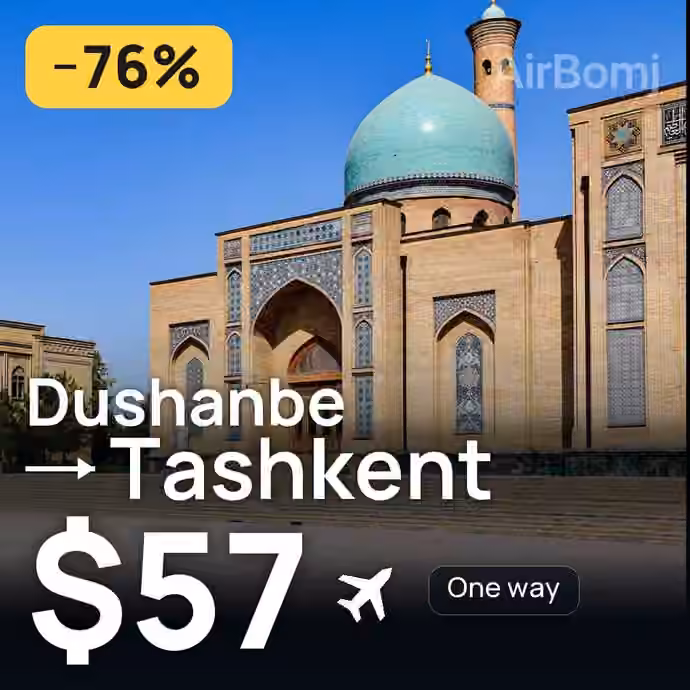 Dushanbe → Tashkent for $57