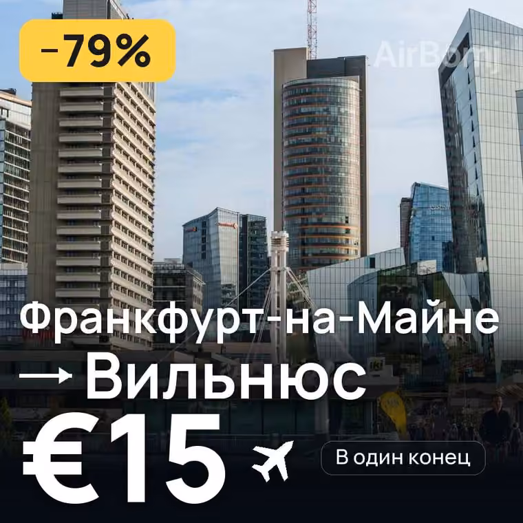 Франкфурт-на-Майне → Вильнюс за €27