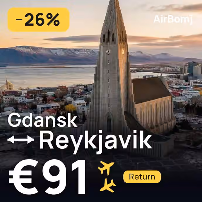 Gdansk → Reykjavik for €91