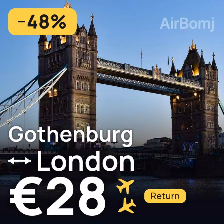 Gothenburg → London for €28