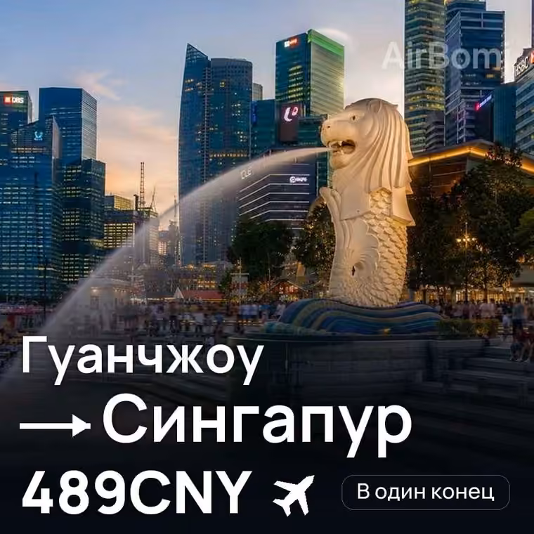 Гуанчжоу → Сингапур — лучшая цена 489CNY
