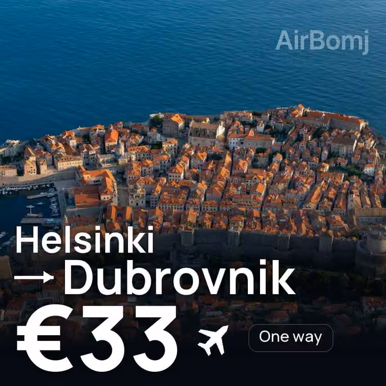 Helsinki → Dubrovnik for €33