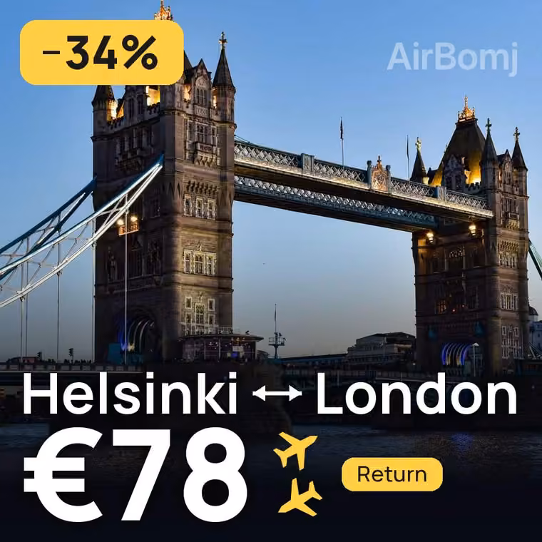 Helsinki → London for €78