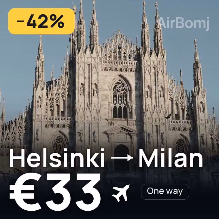 Helsinki → Milan for €34