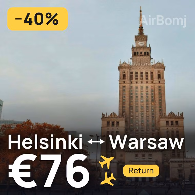 Helsinki → Warsaw for €76