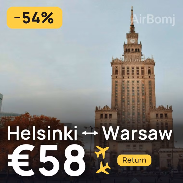 Helsinki → Warsaw for €58