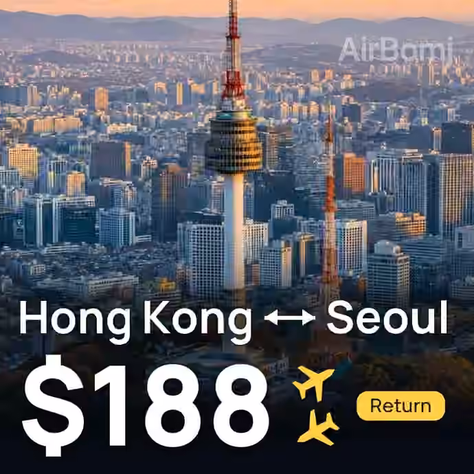 Hong Kong → Seoul for $188