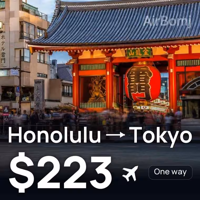 Honolulu → Tokyo for $223