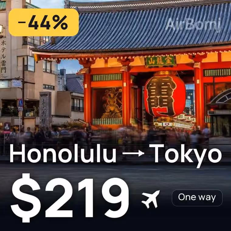 Honolulu → Tokyo for $219