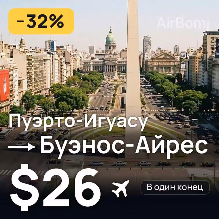 Пуэрто-Игуасу → Буэнос-Айрес за $26