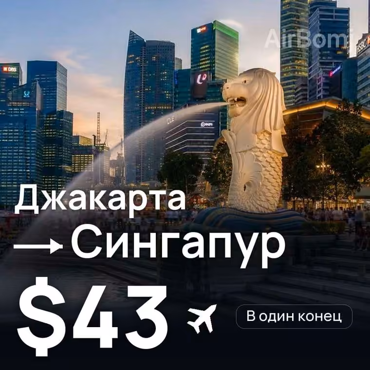 Джакарта → Сингапур — лучшая цена $43