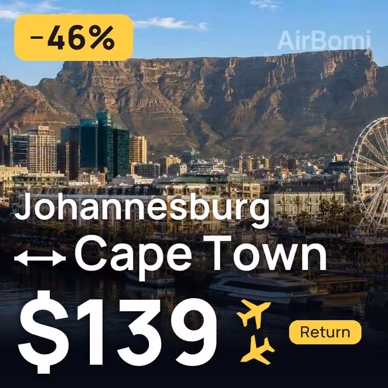 Johannesburg → Cape Town for $139