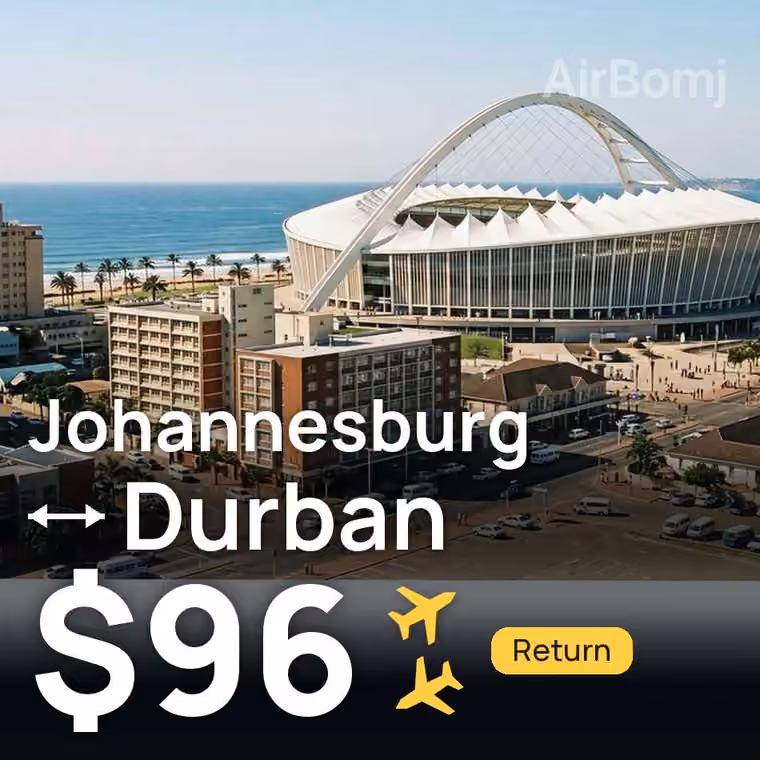 Johannesburg → Durban for $96