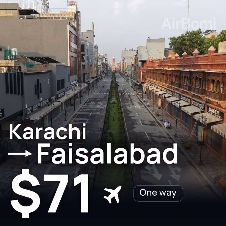 Karachi → Faisalabad for $71