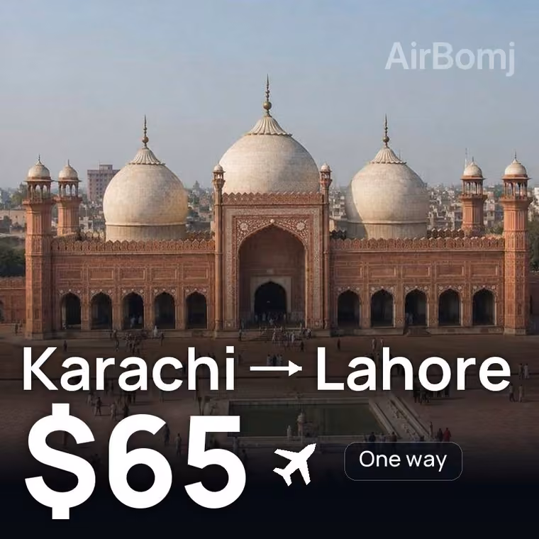 Karachi → Lahore for $75