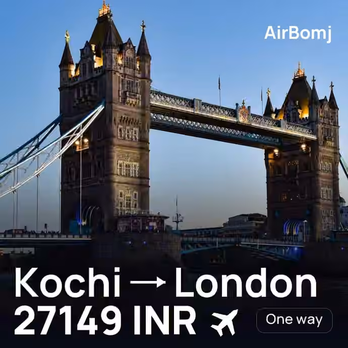 Kochi → London for 27149 INR