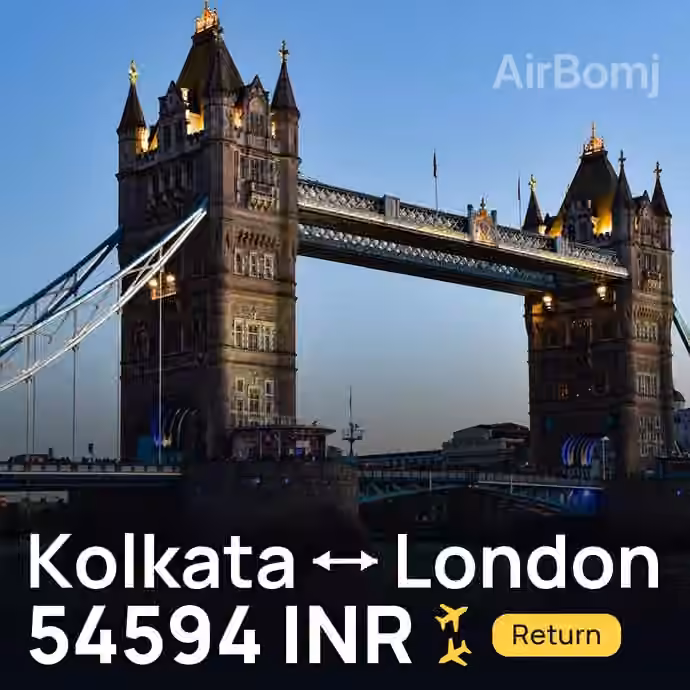 Kolkata → London for 54594 INR