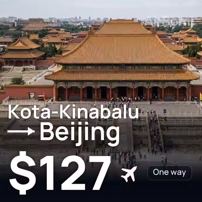 Kota-Kinabalu → Beijing for $127