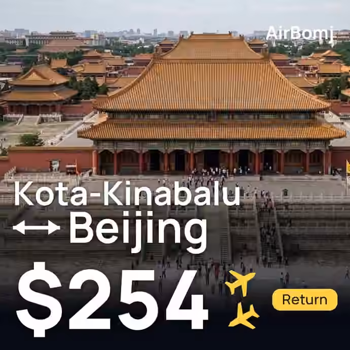 Kota-Kinabalu → Beijing for $254