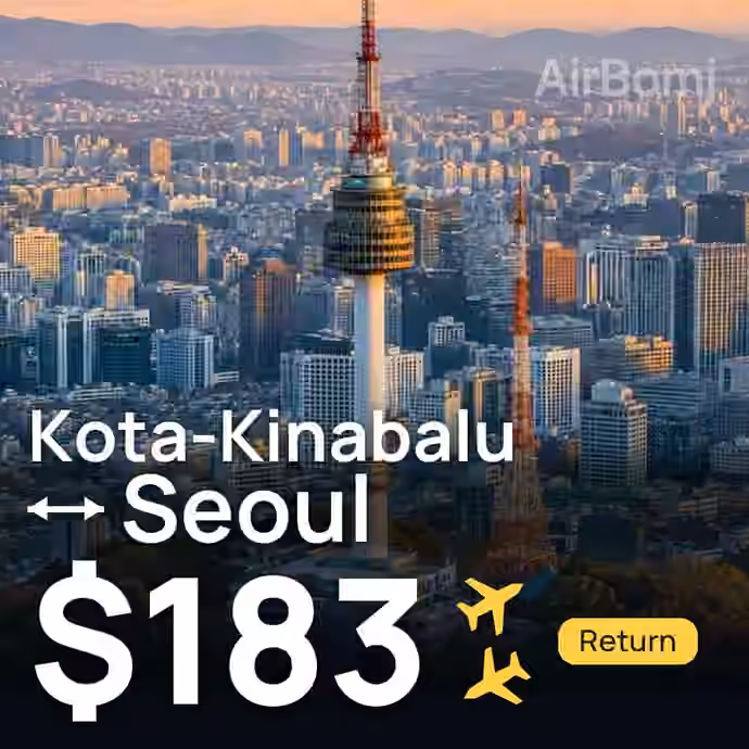 Kota-Kinabalu → Seoul for $183