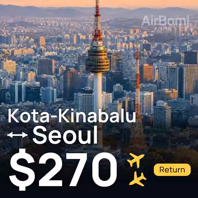 Kota-Kinabalu → Seoul for $270