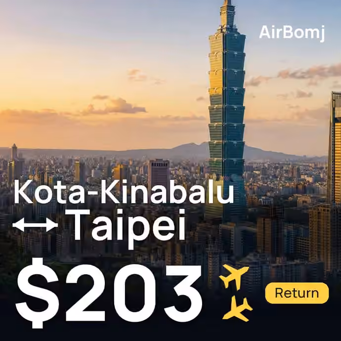 Kota-Kinabalu → Taipei for $203